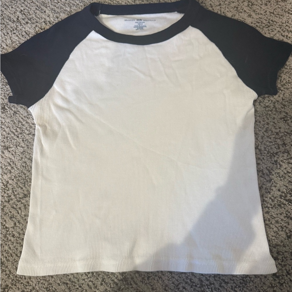 Brandy Melville Navy and White Tee